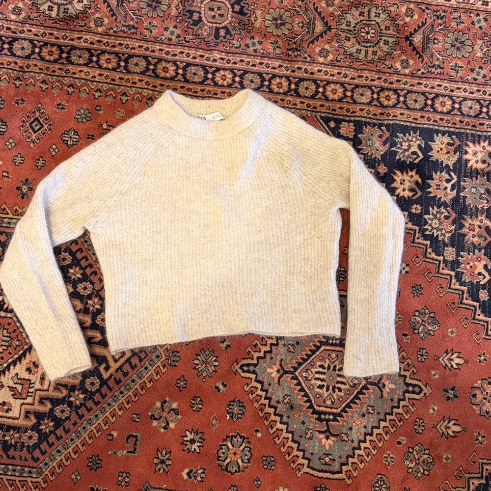 Zara cream alpaca warm Cropped Sweater